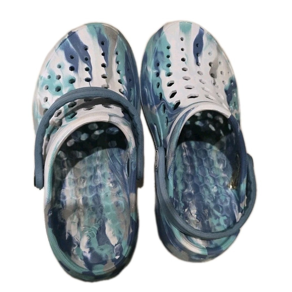 Joybees Kids Active Clog‎ Marbled Rapids Blue EVA Foam Water Shoe Slip Ons 12/13